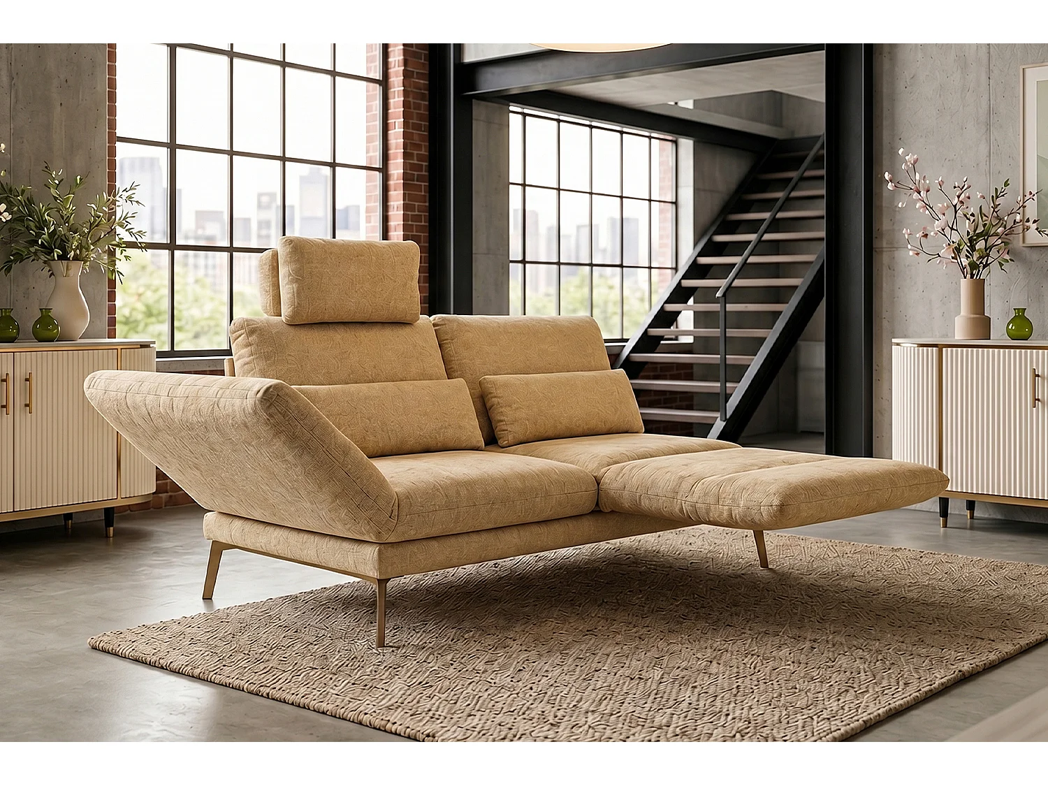 Sofá - amarillo tejido plano - HOLLY