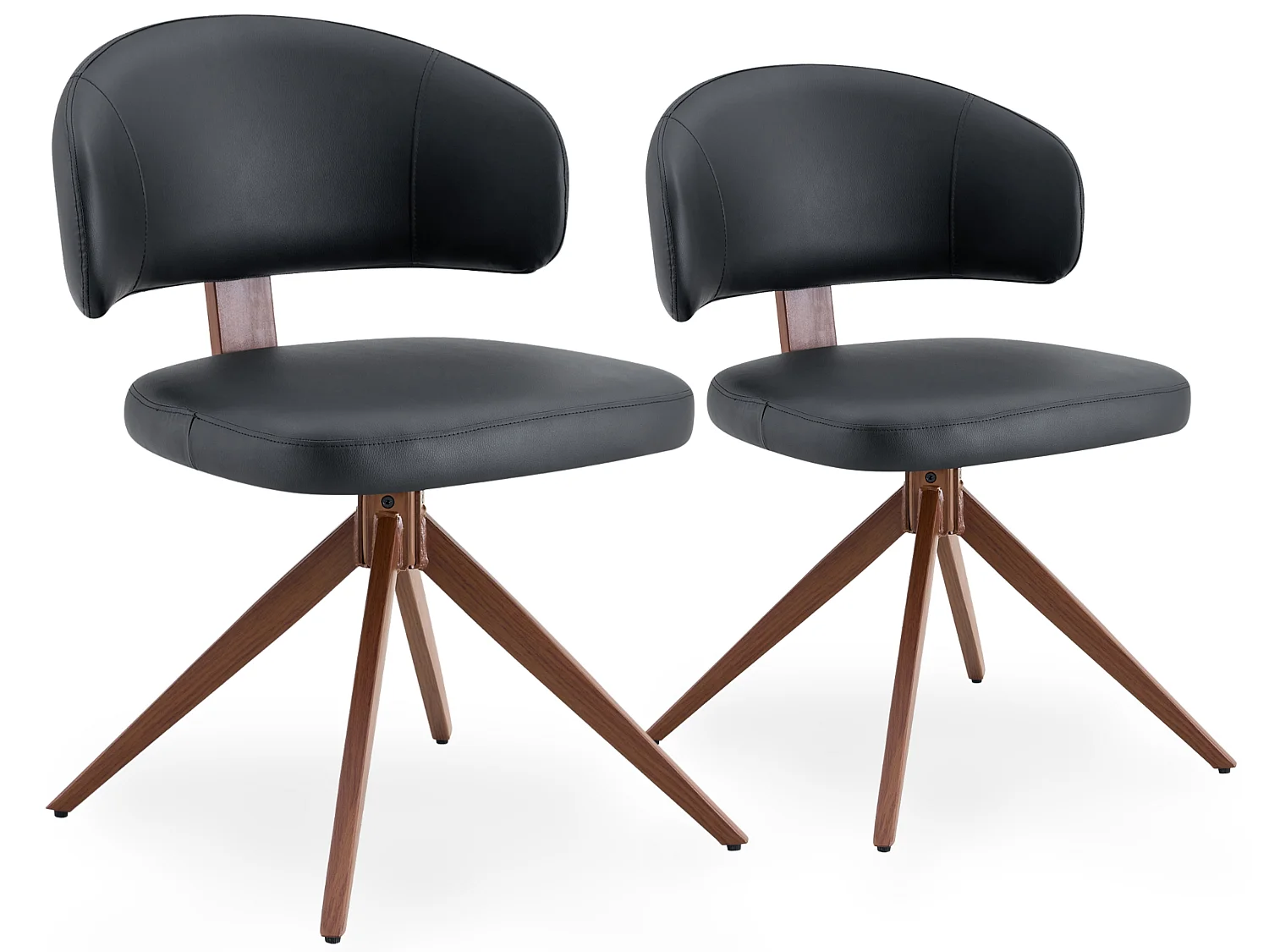 Set van 2 draaibare eetkamerstoelen met gebogen gestoffeerde rug