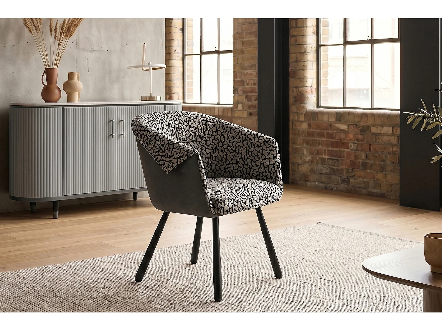 Silla de comedor - gris claro tejido plano - ELARIA