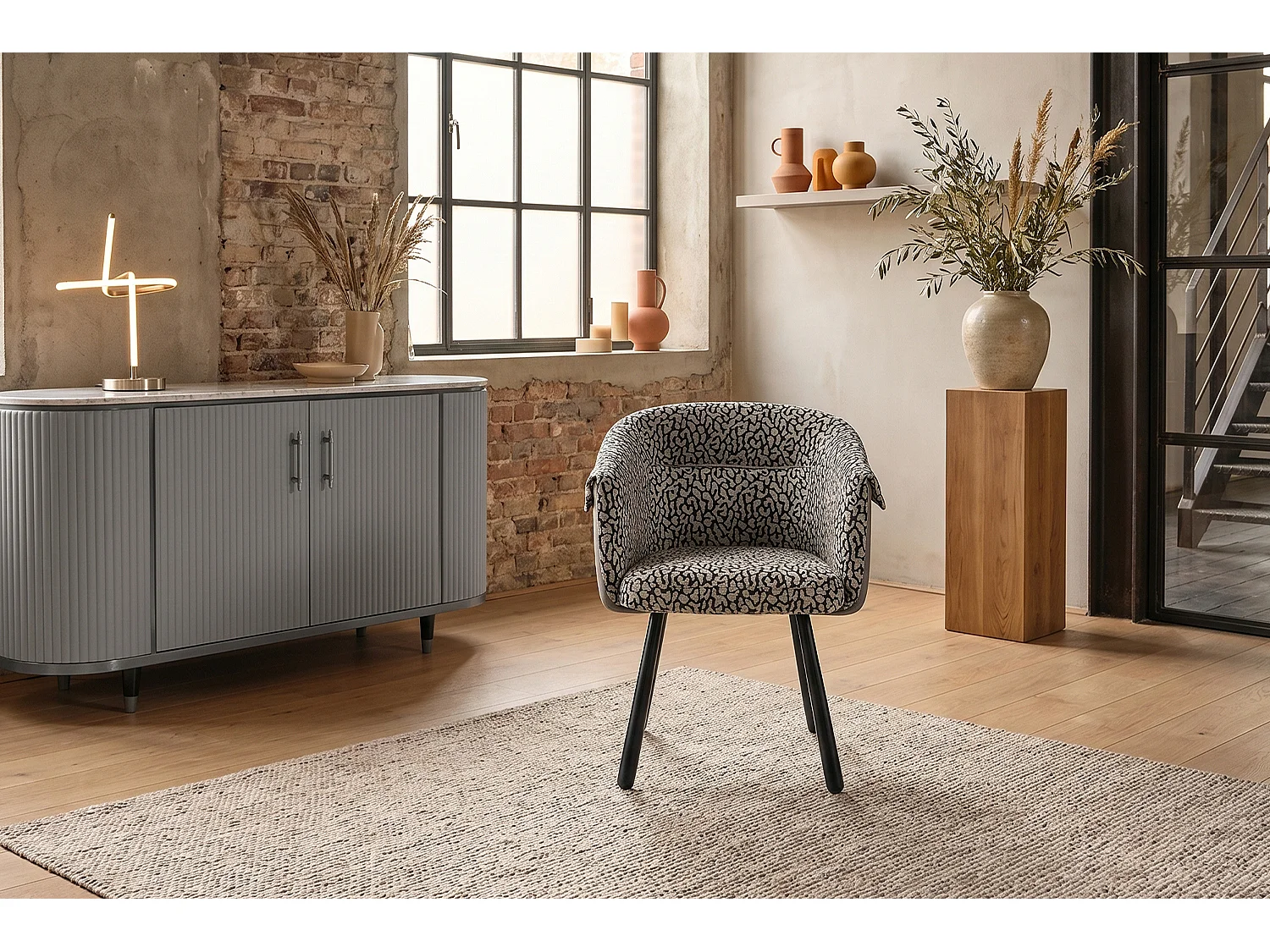 Silla de comedor - gris claro tejido plano - ELARIA