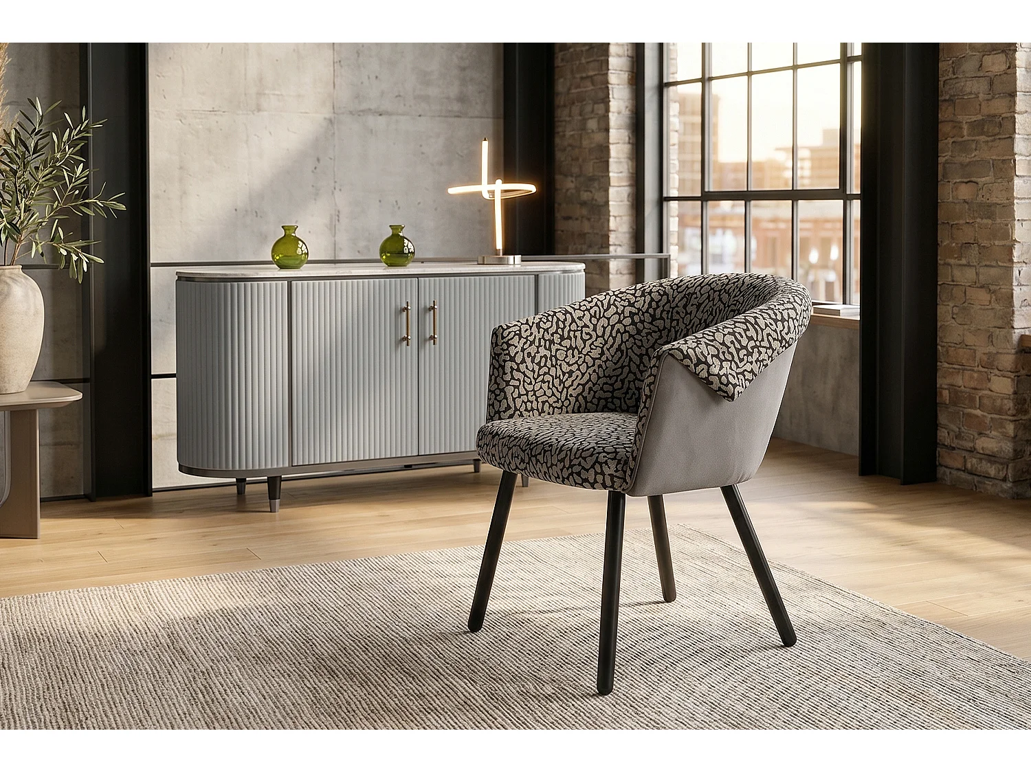 Silla de comedor - gris claro tejido plano - ELARIA
