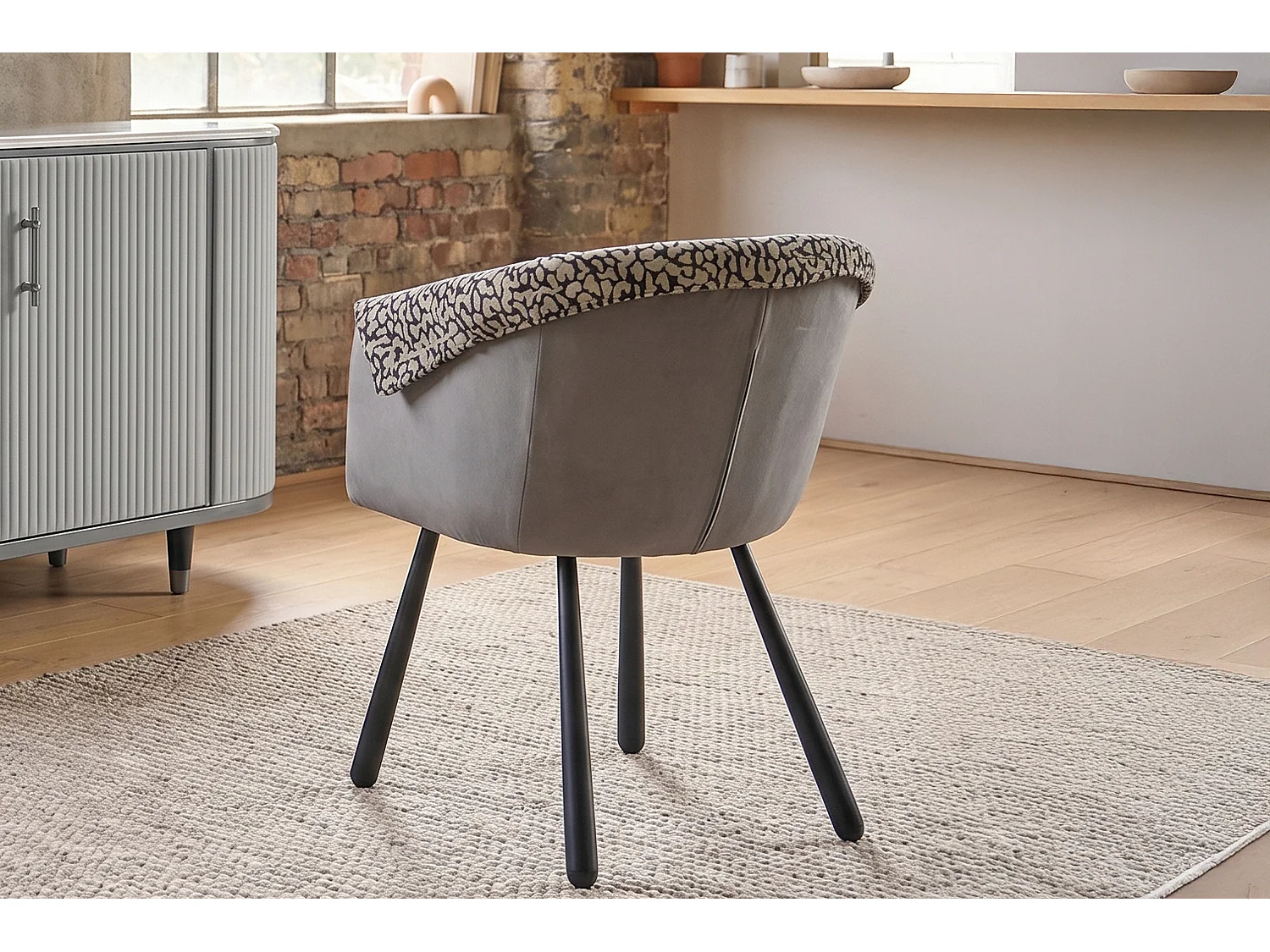 Silla de comedor - gris claro tejido plano - ELARIA