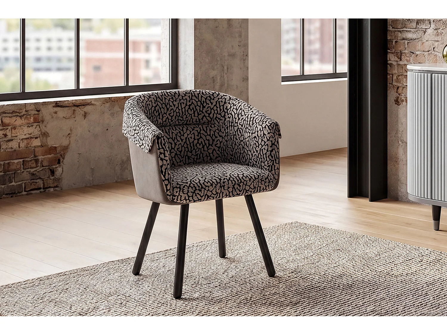 Silla de comedor - gris claro tejido plano - ELARIA