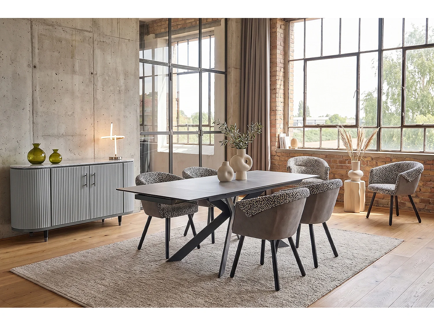 Silla de comedor - gris claro tejido plano - ELARIA