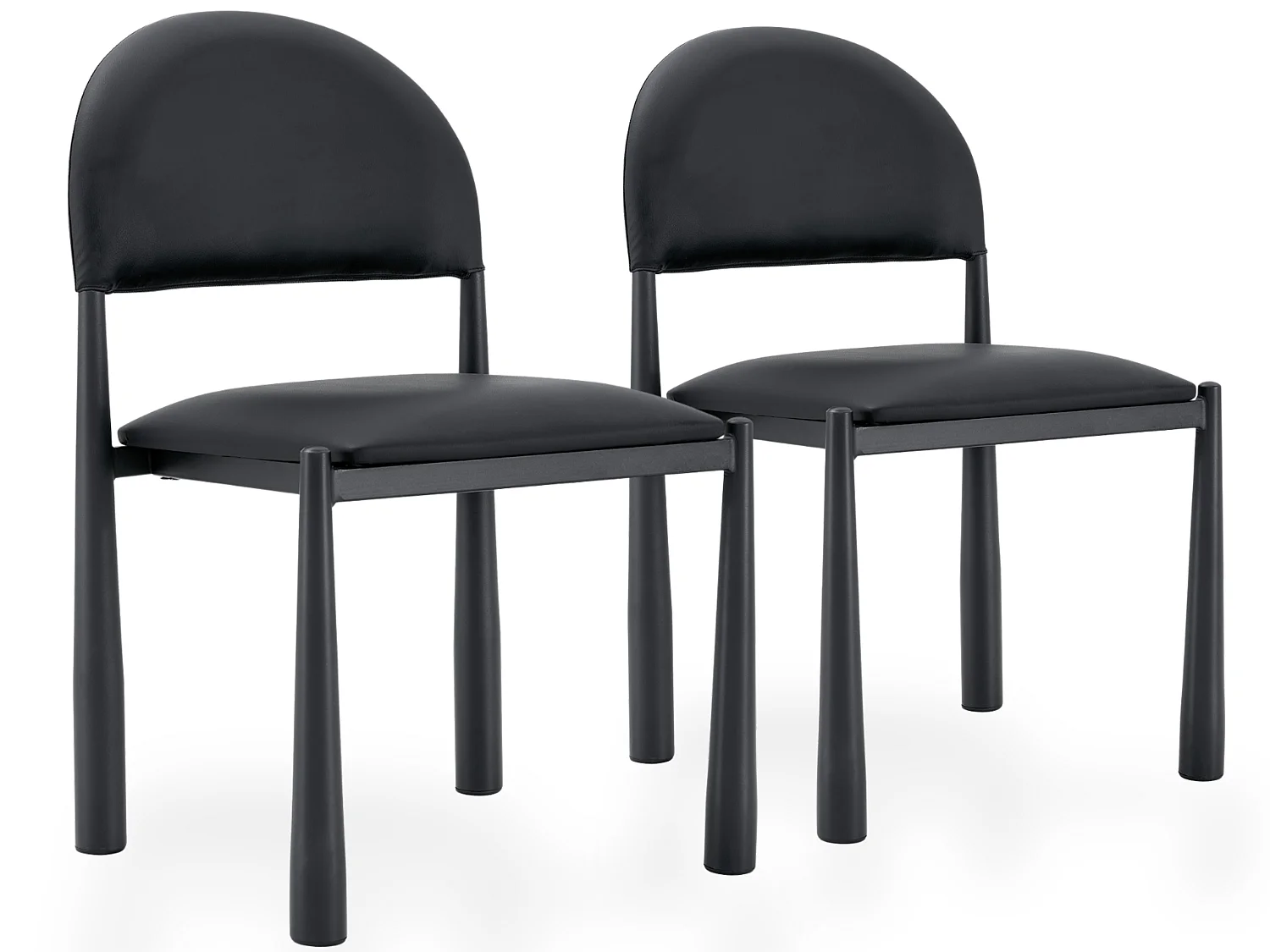 Set van 2 eetkamerstoelen met halfronde gestoffeerde rug en metalen poten