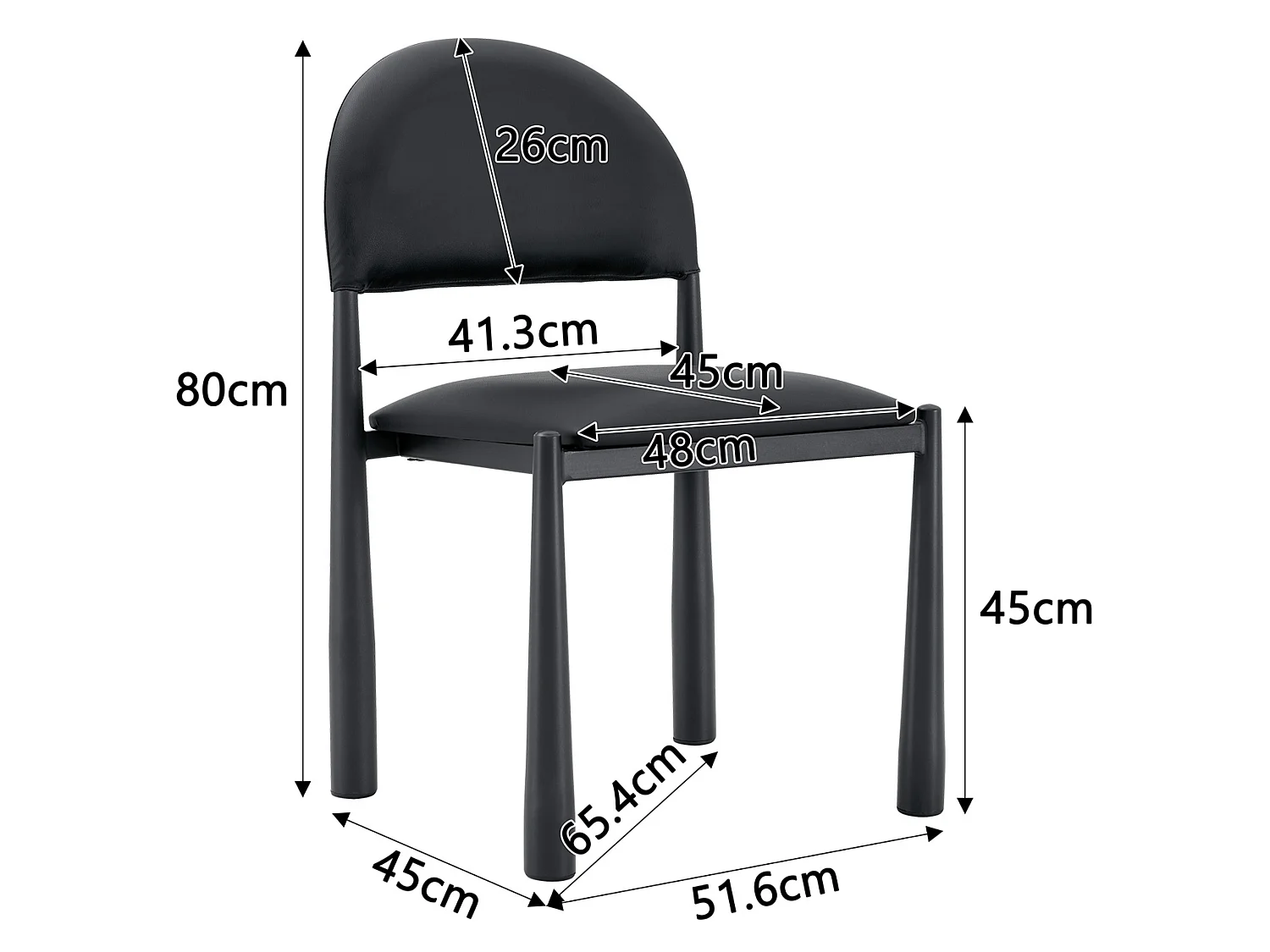Set van 2 eetkamerstoelen met halfronde gestoffeerde rug en metalen poten