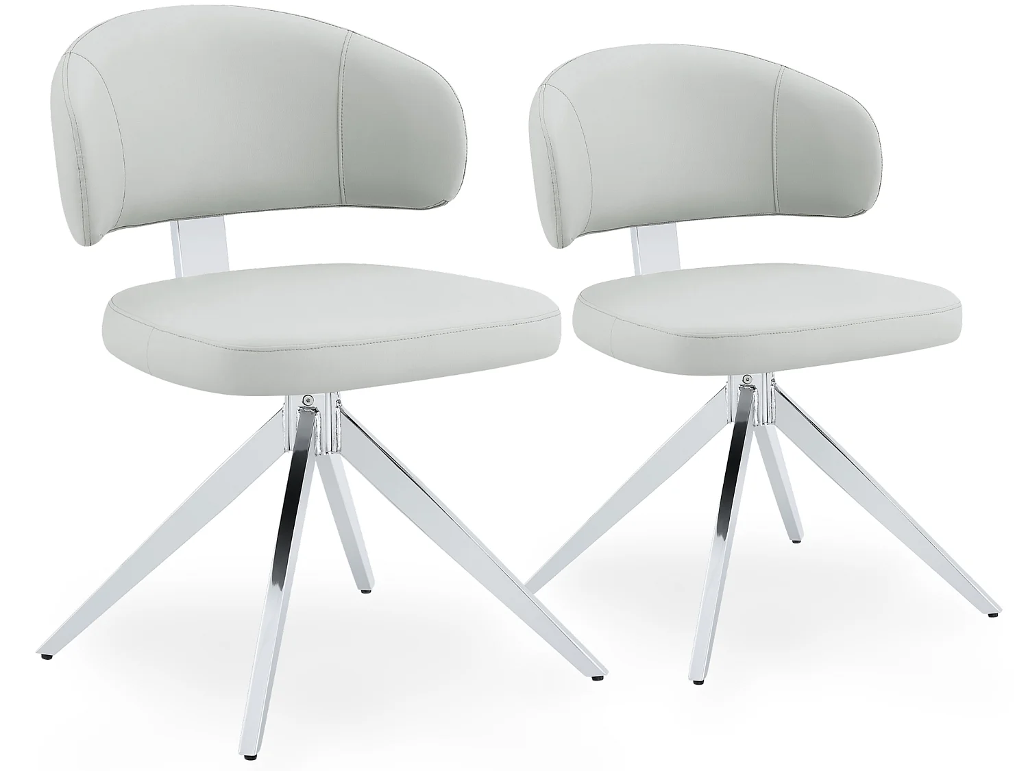 Set van 2 draaibare eetkamerstoelen met gebogen gestoffeerde rug