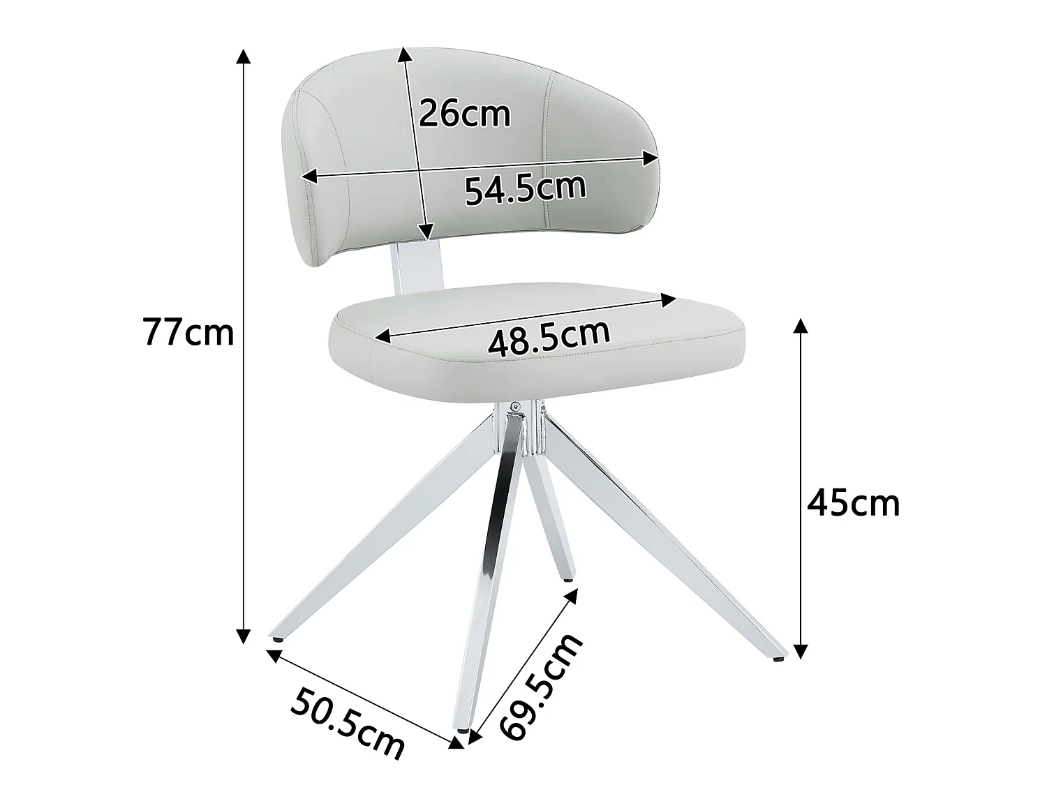 Set van 2 draaibare eetkamerstoelen met gebogen gestoffeerde rug