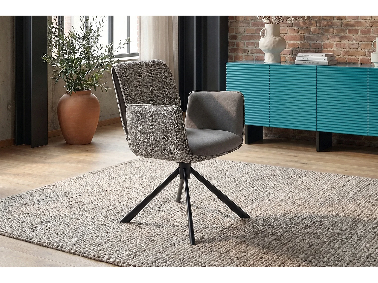 Silla de comedor - Gris Tejido - EDENIA