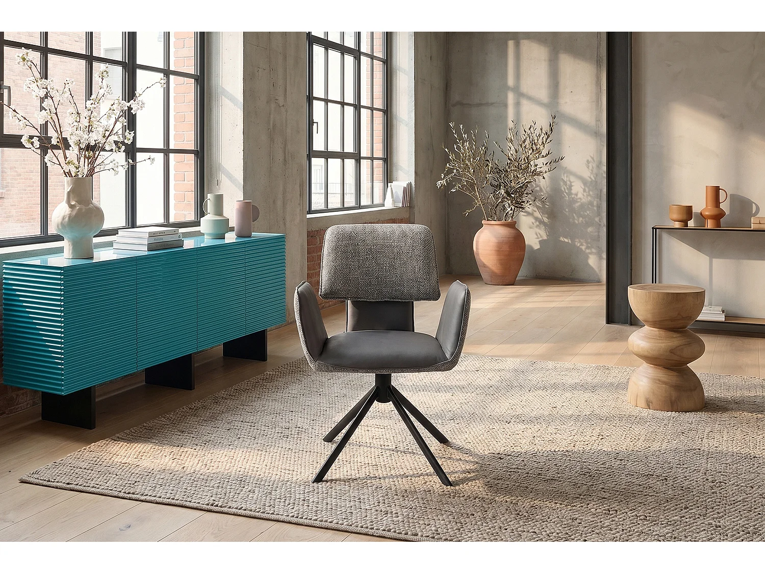 Silla de comedor - Gris Tejido - EDENIA