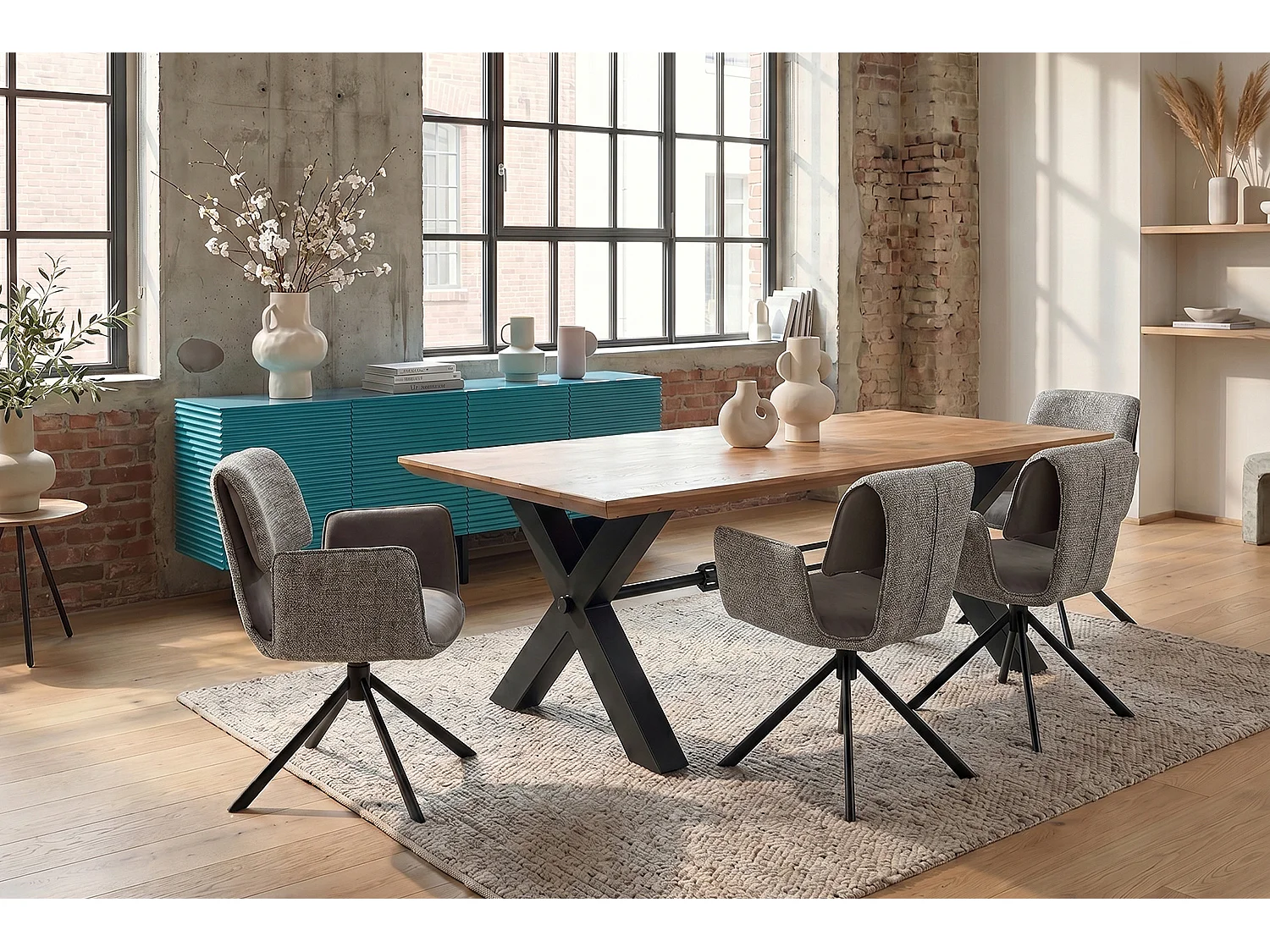 Silla de comedor - Gris Tejido - EDENIA