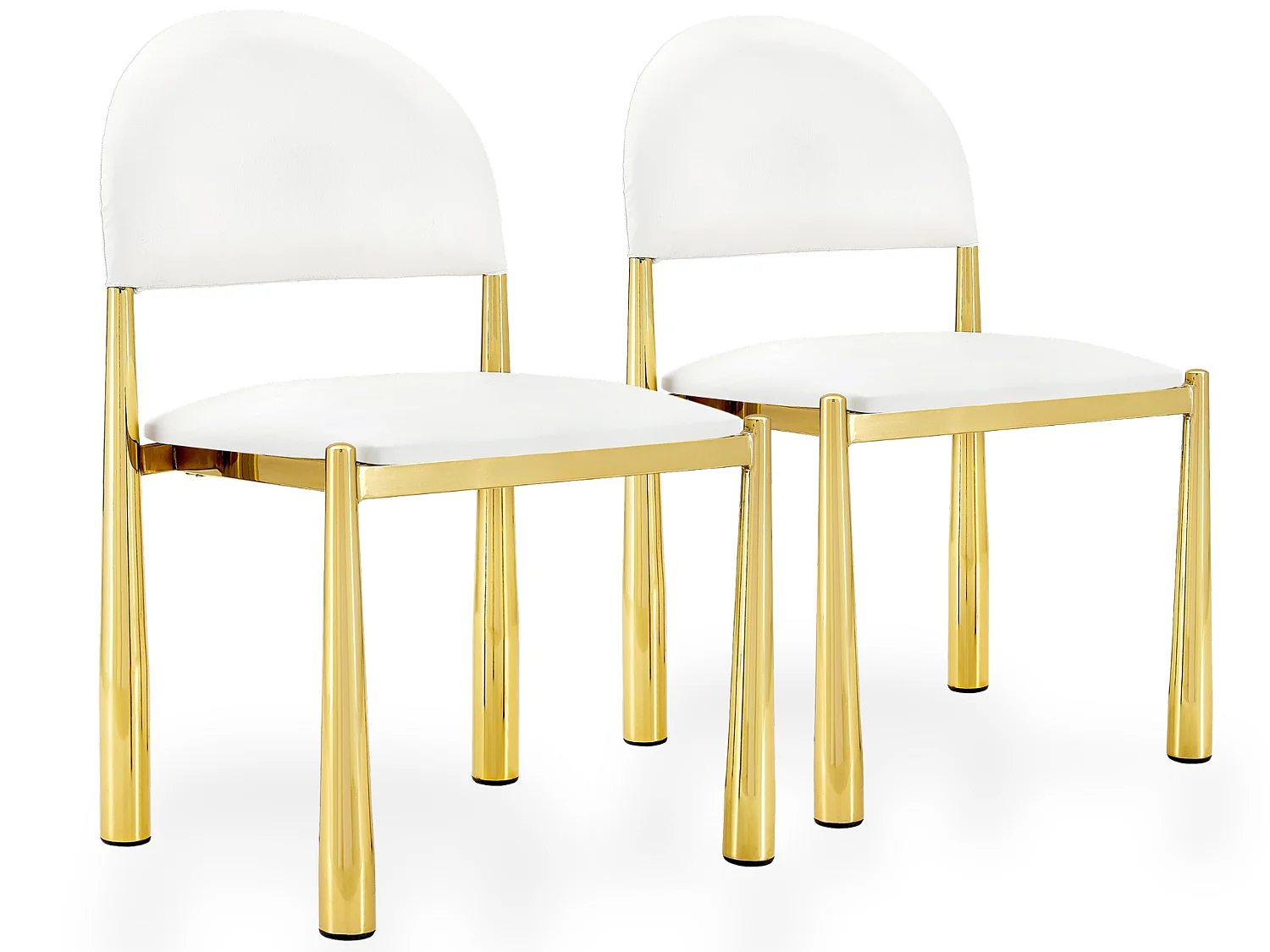 Set van 2 eetkamerstoelen met halfronde gestoffeerde rug en metalen poten