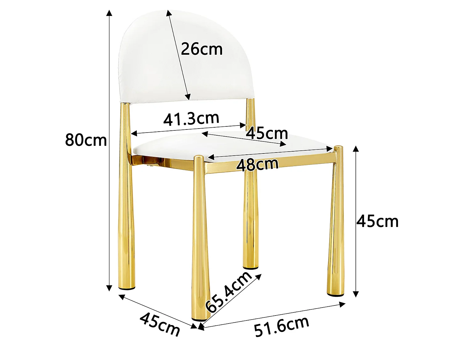 Set van 2 eetkamerstoelen met halfronde gestoffeerde rug en metalen poten