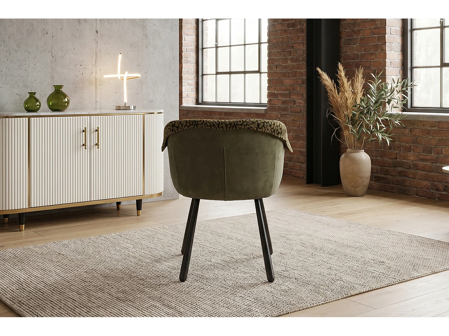 Silla de comedor - Verde tejido plano - ELARIA