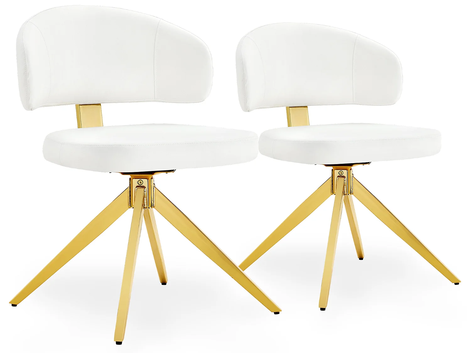 Set van 2 draaibare eetkamerstoelen met gebogen gestoffeerde rug