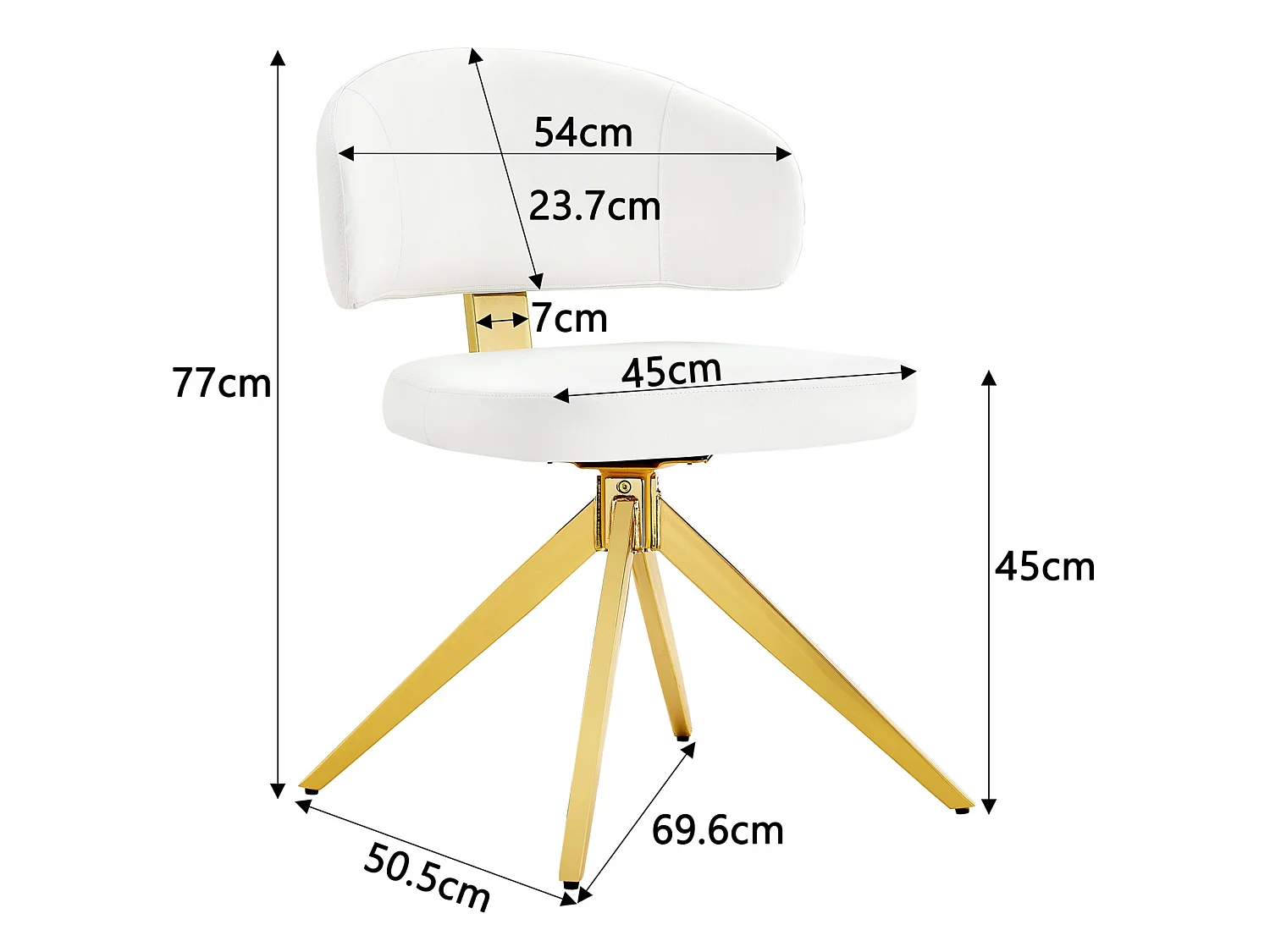 Set van 2 draaibare eetkamerstoelen met gebogen gestoffeerde rug