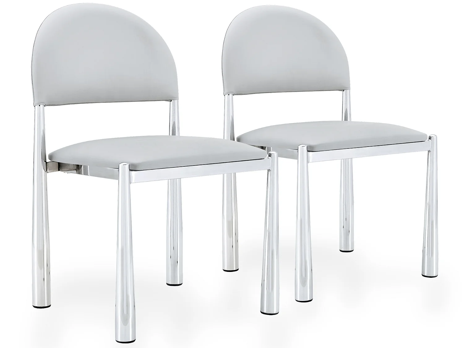 Set van 2 eetkamerstoelen met halfronde gestoffeerde rug en metalen poten