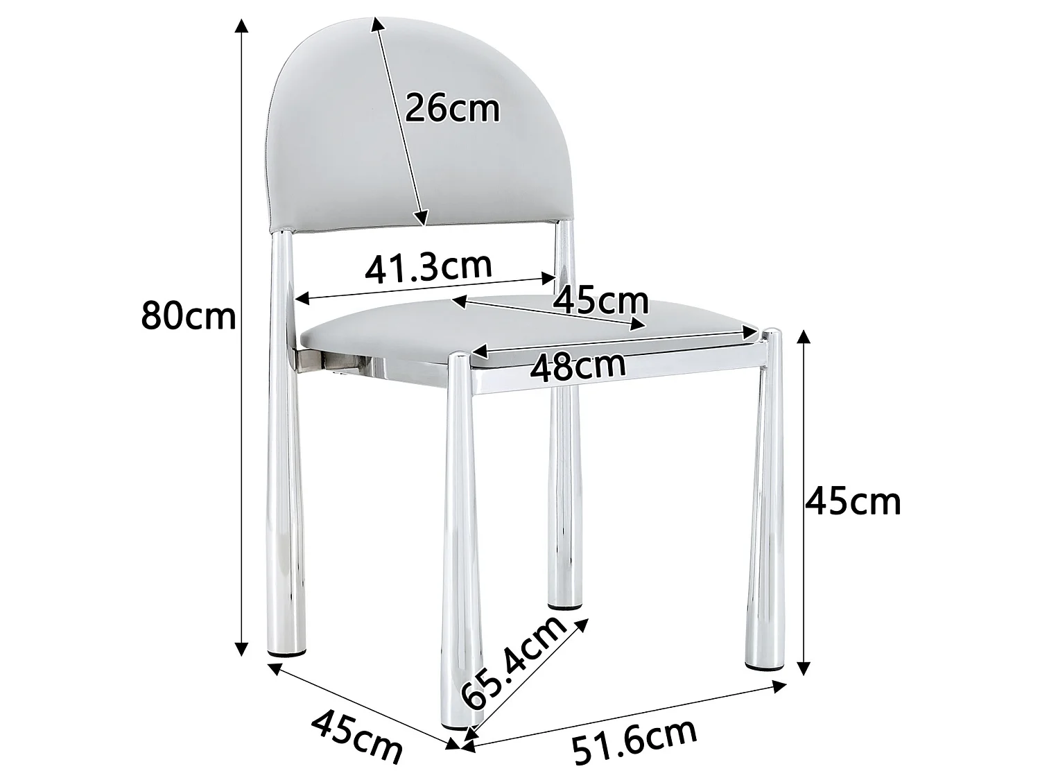 Set van 2 eetkamerstoelen met halfronde gestoffeerde rug en metalen poten