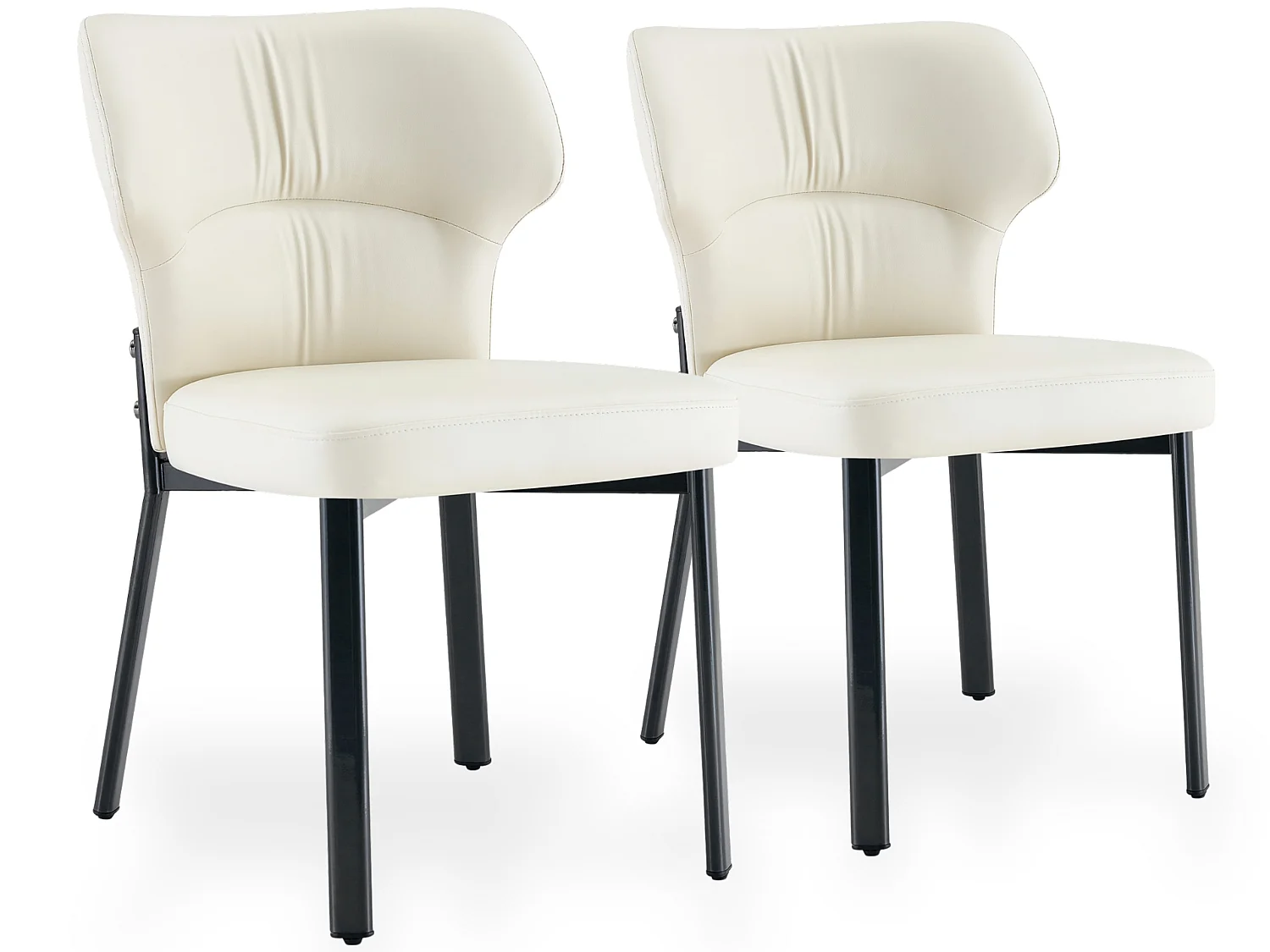 Set van 2 PU eetkamerstoelen met gestoffeerde rugleuning en metalen frame