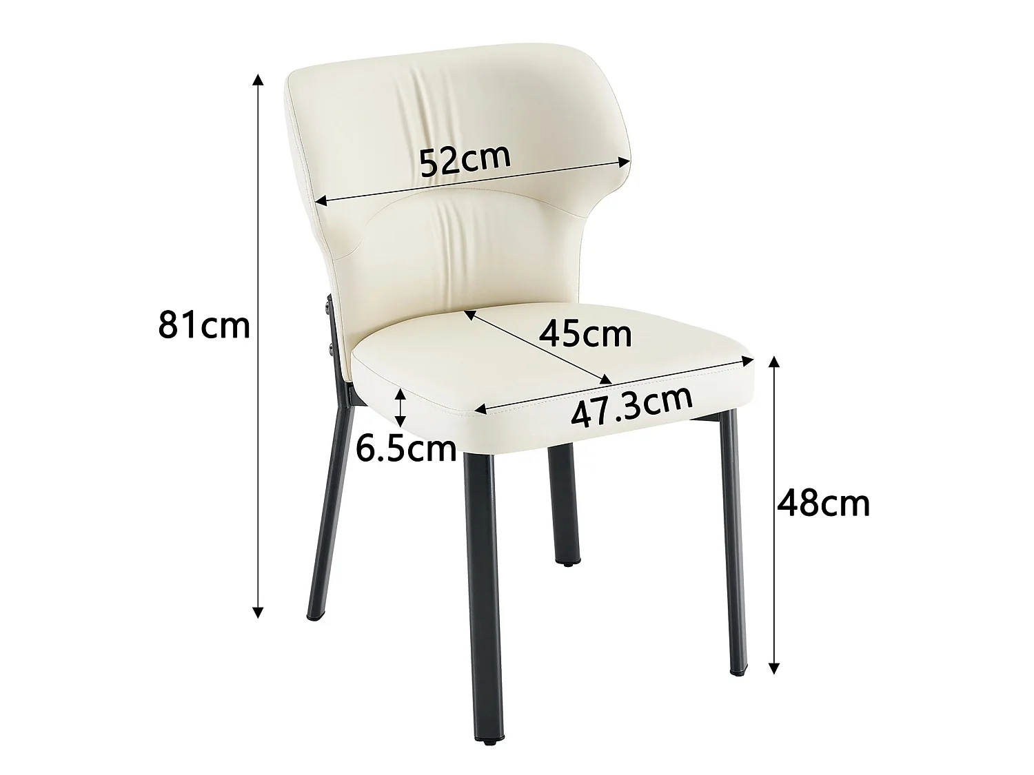 Set van 2 PU eetkamerstoelen met gestoffeerde rugleuning en metalen frame
