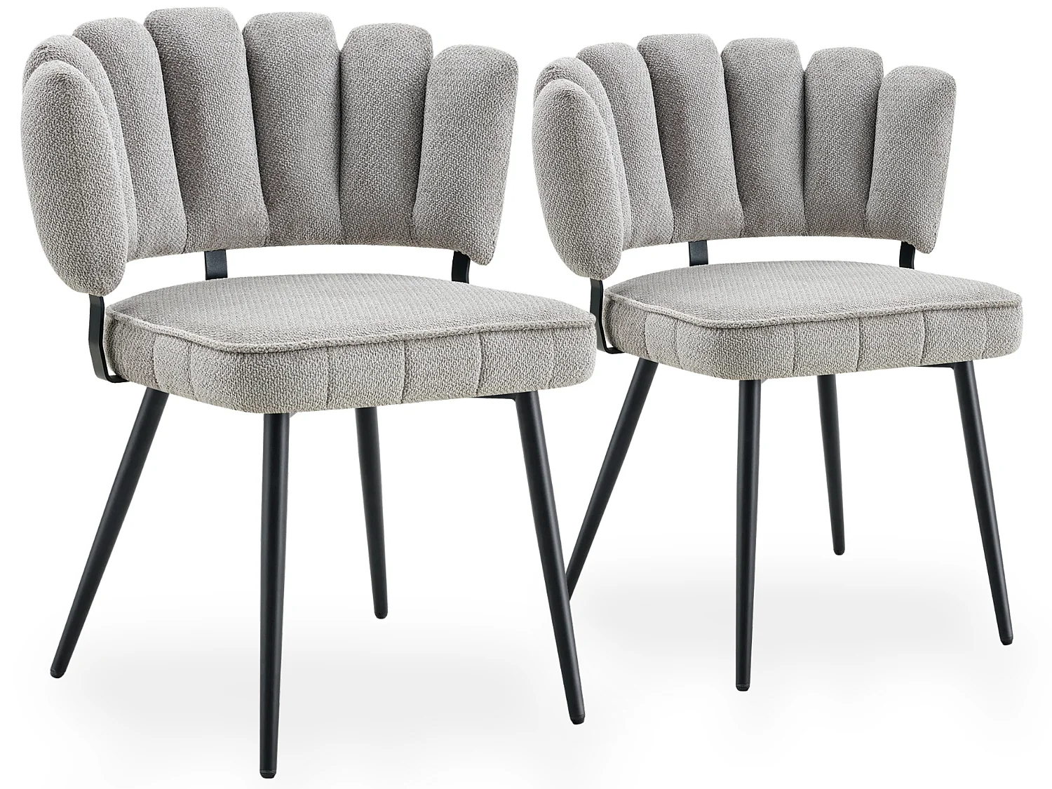Set van 2 gestoffeerde eetkamerstoelen met bloemblad rugleuning en metalen poten