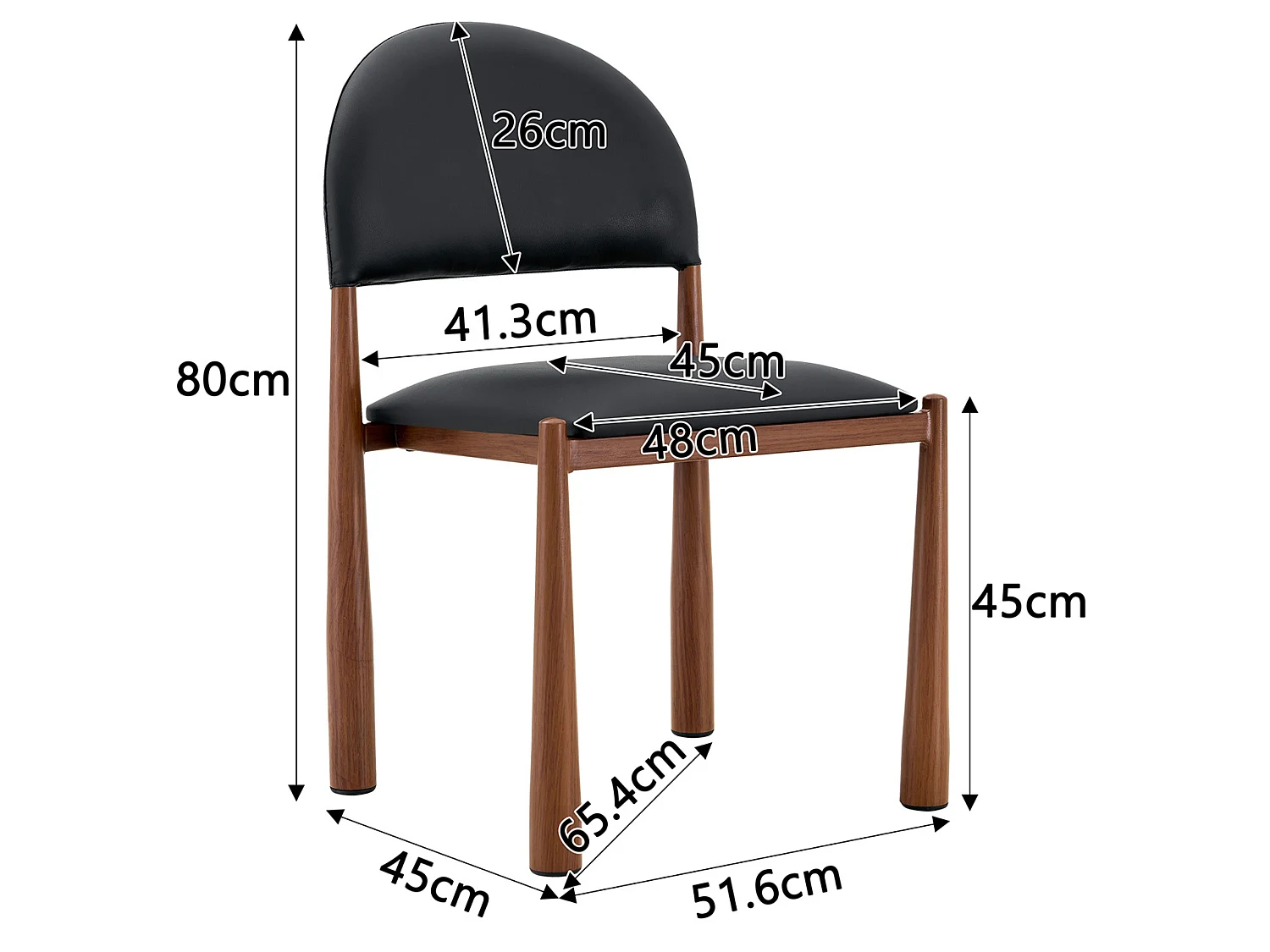 Set van 2 eetkamerstoelen met halfronde gestoffeerde rug en metalen poten