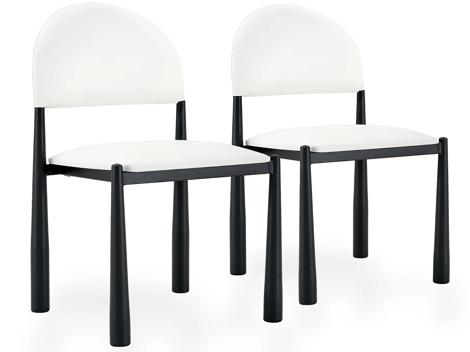 Set van 2 eetkamerstoelen met halfronde gestoffeerde rug en metalen poten