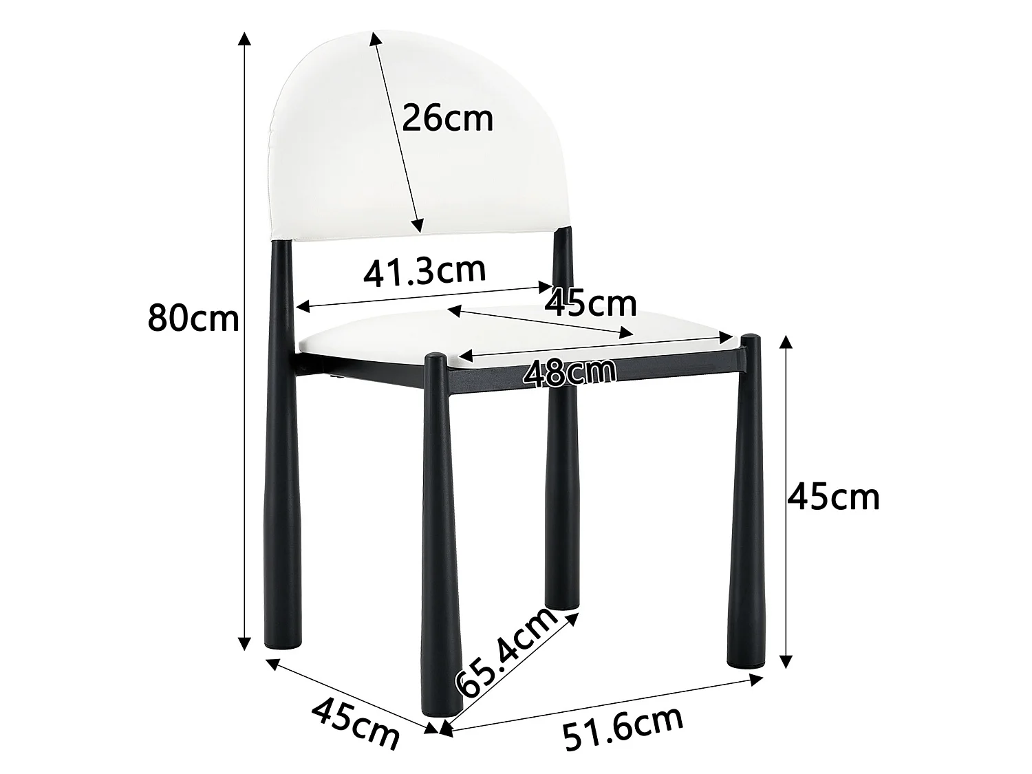 Set van 2 eetkamerstoelen met halfronde gestoffeerde rug en metalen poten
