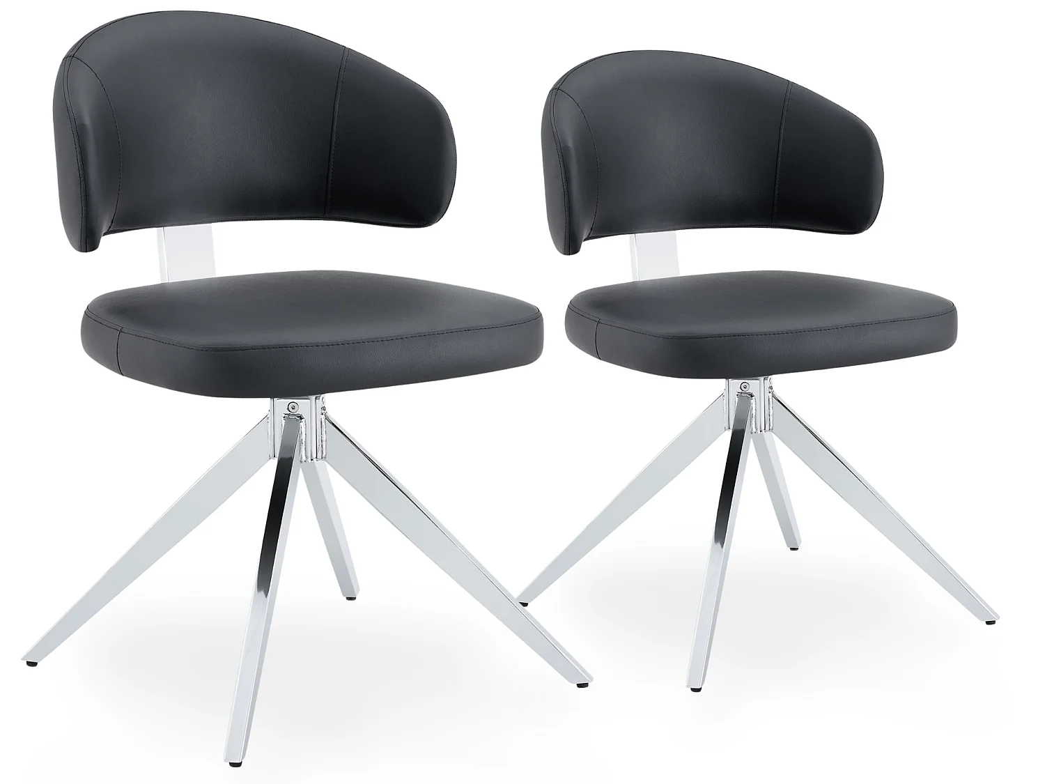 Set van 2 draaibare eetkamerstoelen met gebogen gestoffeerde rug