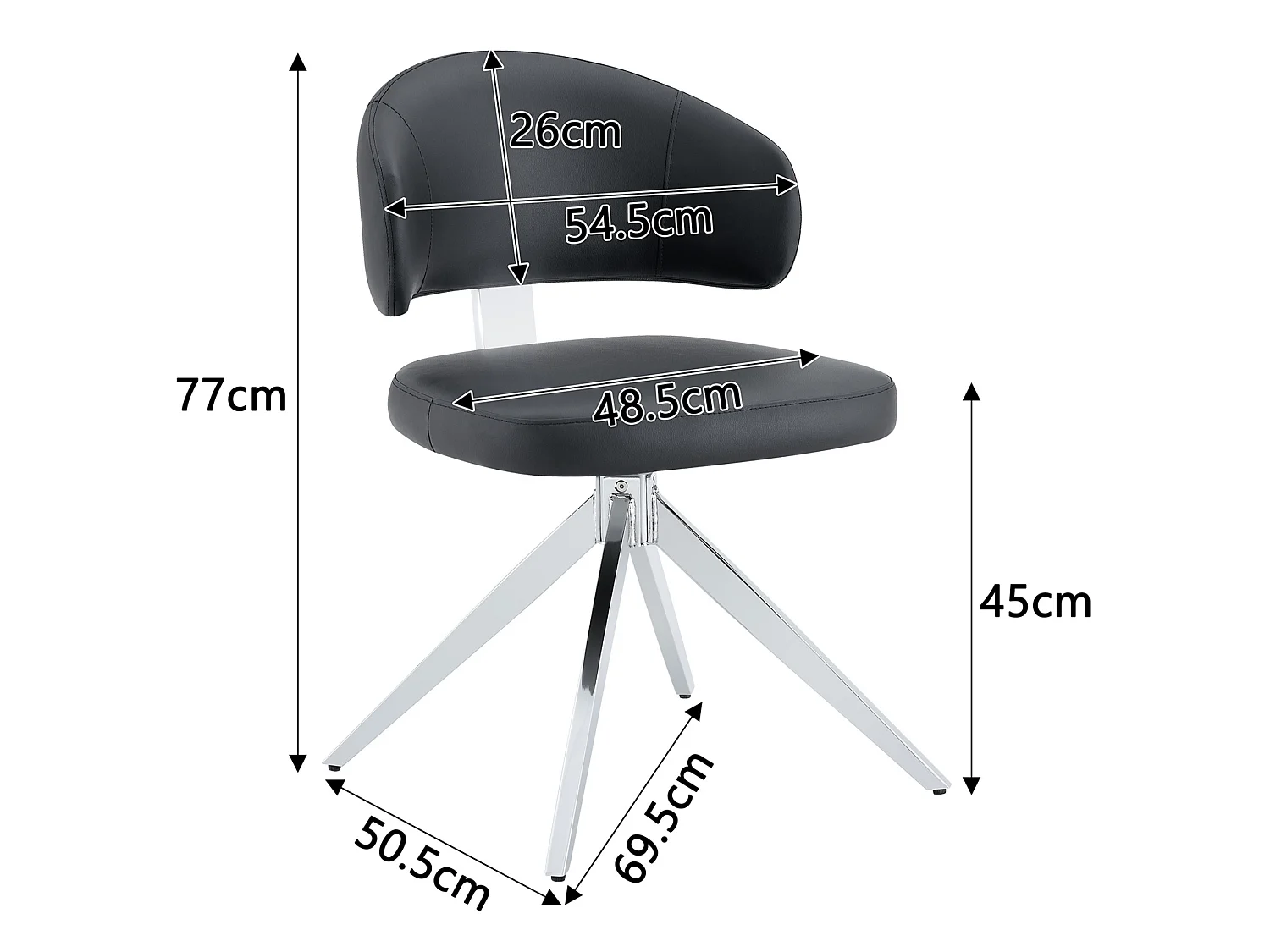 Set van 2 draaibare eetkamerstoelen met gebogen gestoffeerde rug