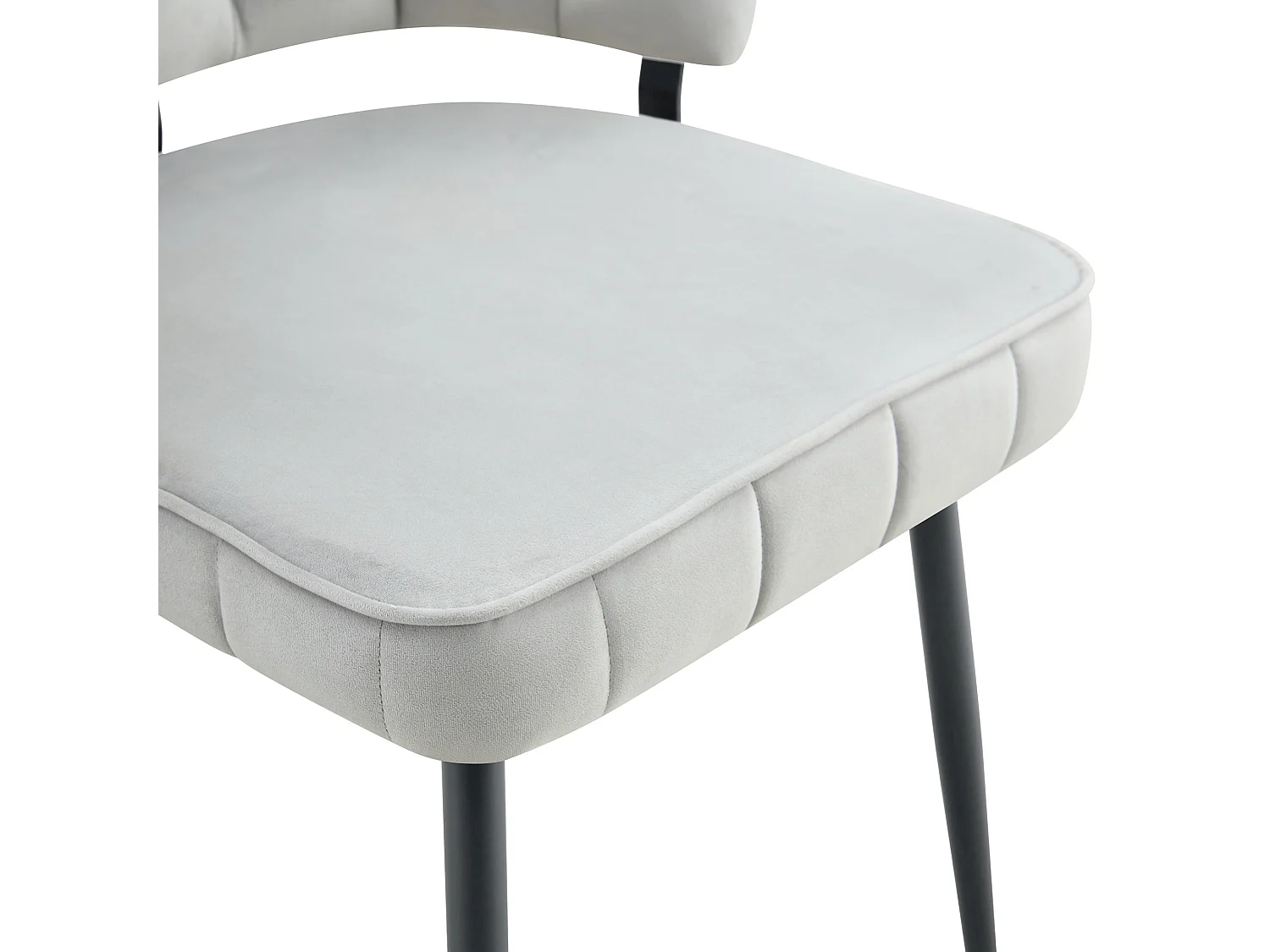 Set van 2 gestoffeerde eetkamerstoelen met bloemblad rugleuning en metalen poten