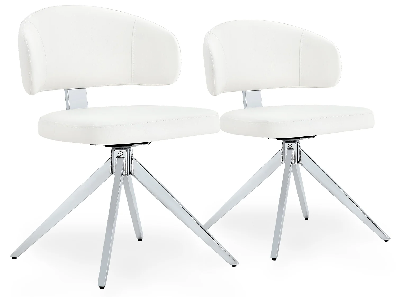 Set van 2 draaibare eetkamerstoelen met gebogen gestoffeerde rug