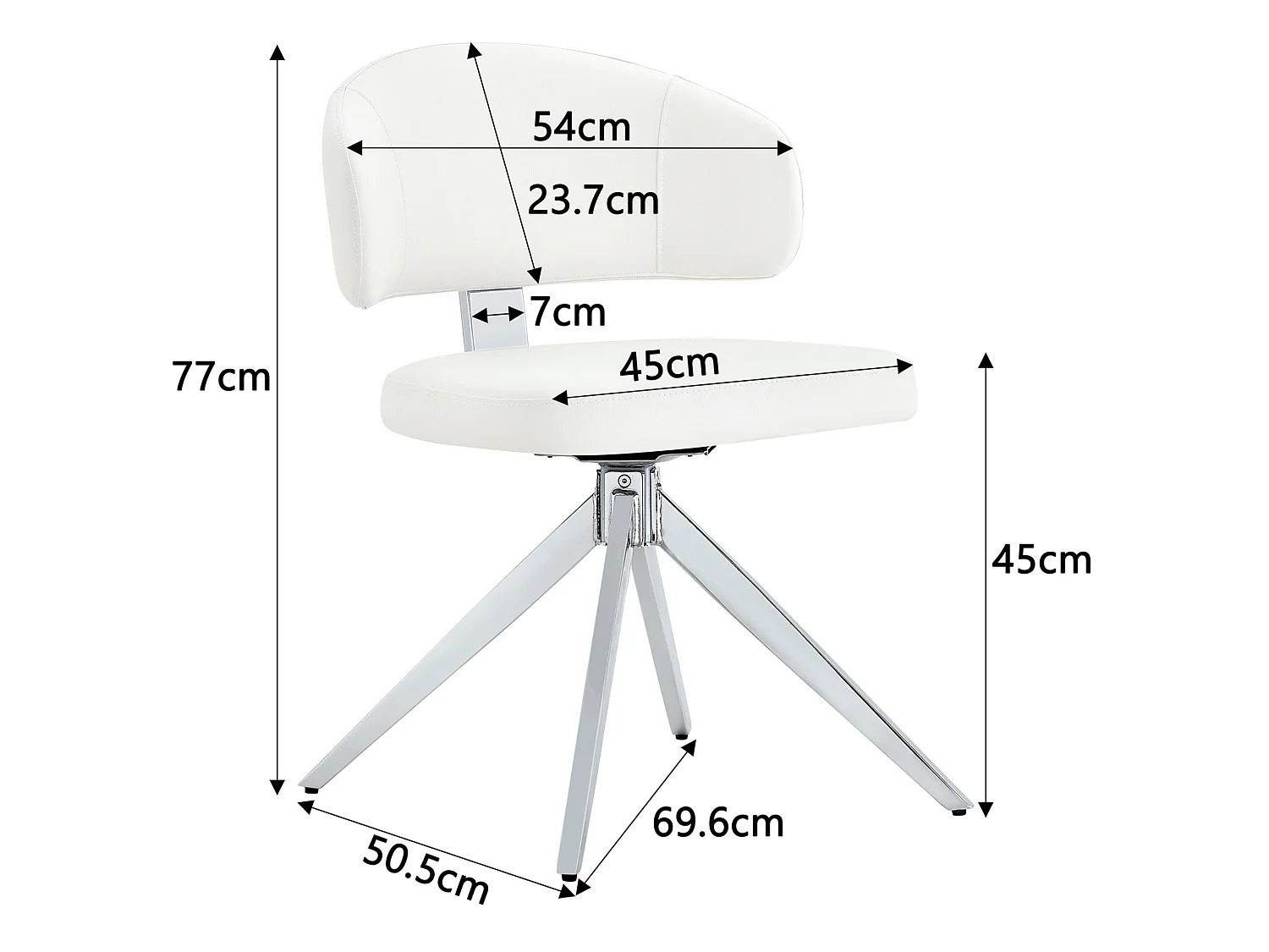 Set van 2 draaibare eetkamerstoelen met gebogen gestoffeerde rug