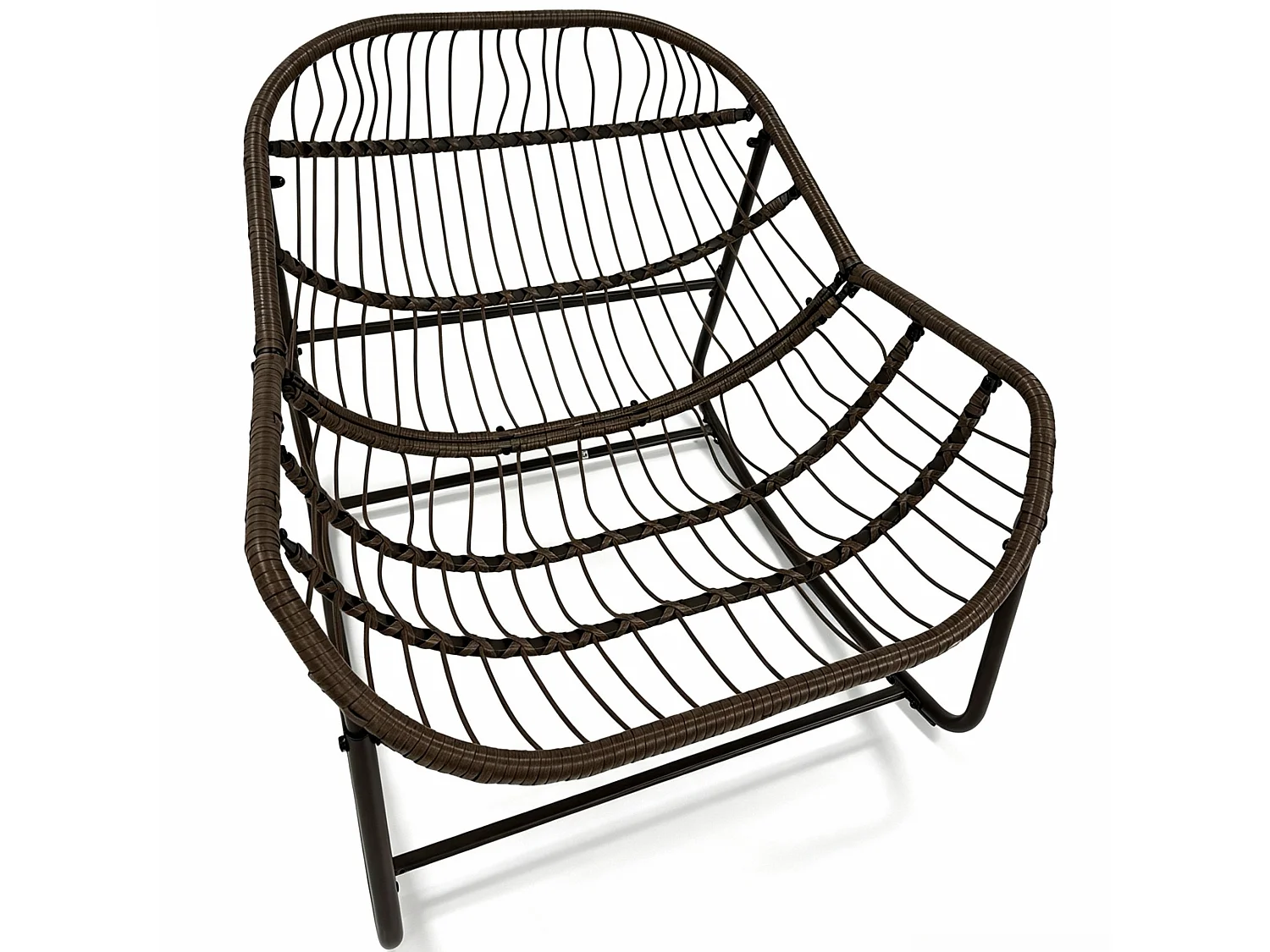 Silla mecedora huevo grande exterior salón ratán con cojín grueso y estructura de acero