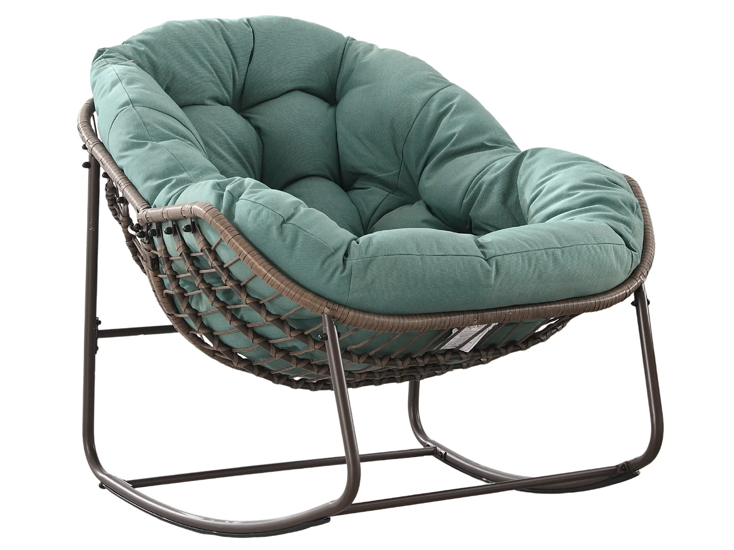 Grand fauteuil à bascule oeuf extérieur salon rotin avec coussin épais et structure acier