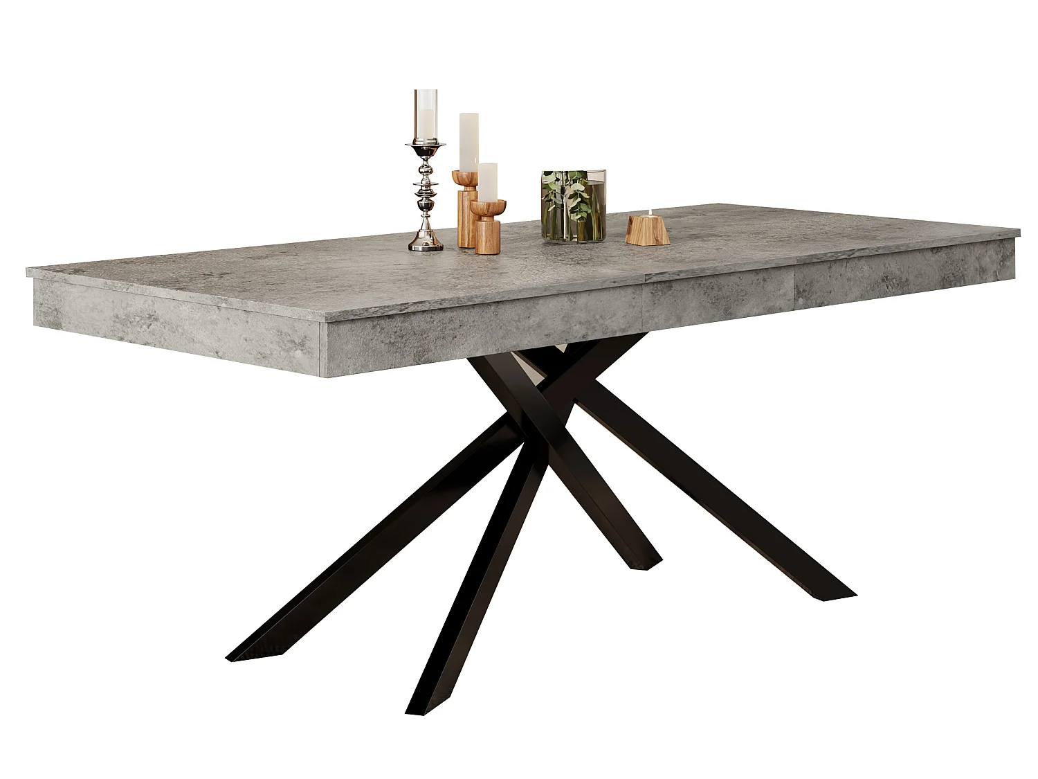 Table a manger extensible 140 a 180 cm avec rangement et pieds metal pour 6 a 8 personnes