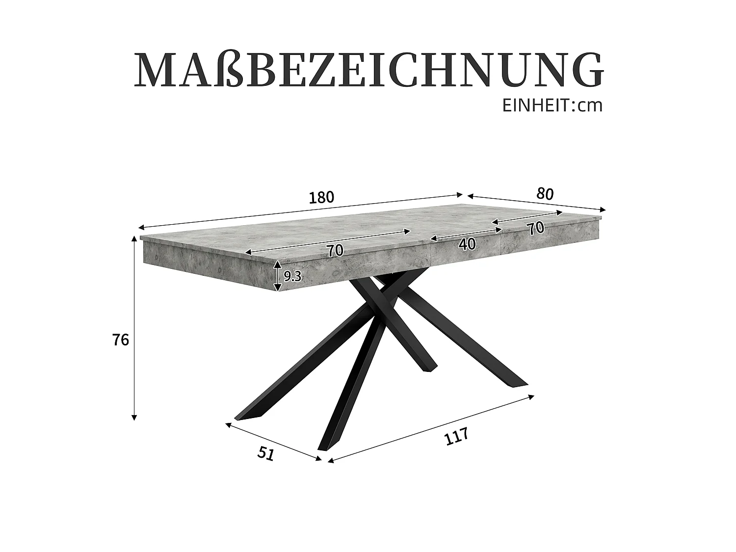 Table a manger extensible 140 a 180 cm avec rangement et pieds metal pour 6 a 8 personnes