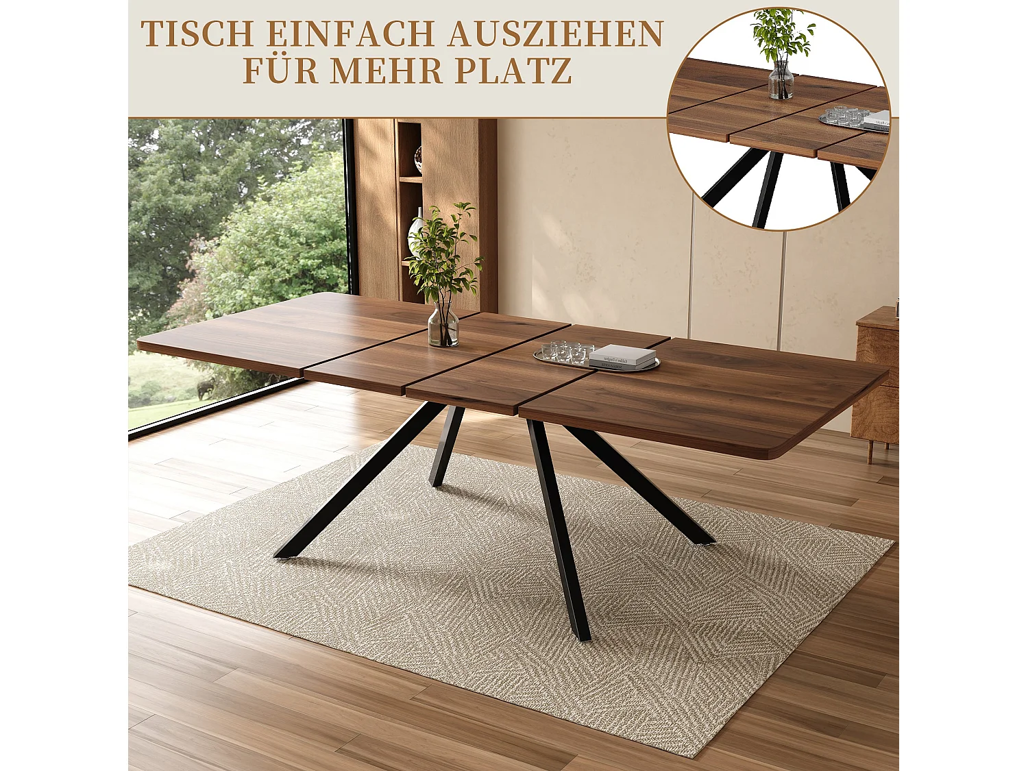 Table a manger extensible 160 a 240 cm avec pieds metal pour 6 a 10 personnes