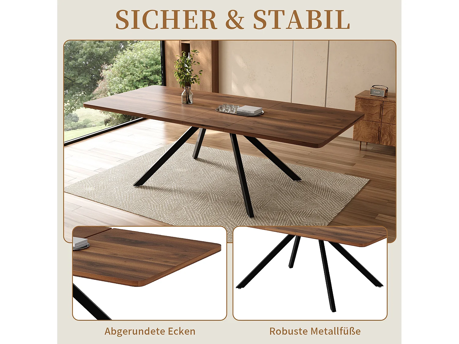 Table a manger extensible 160 a 240 cm avec pieds metal pour 6 a 10 personnes
