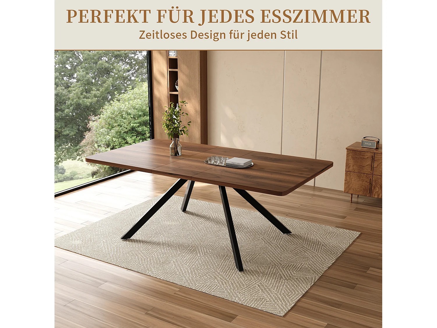 Table a manger extensible 160 a 240 cm avec pieds metal pour 6 a 10 personnes