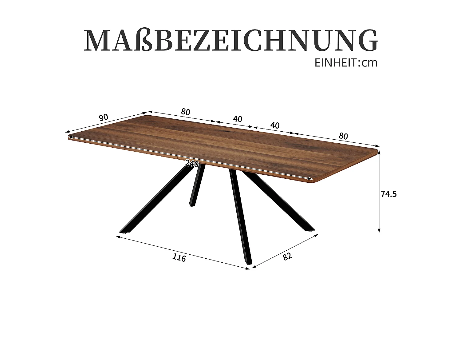 Table a manger extensible 160 a 240 cm avec pieds metal pour 6 a 10 personnes