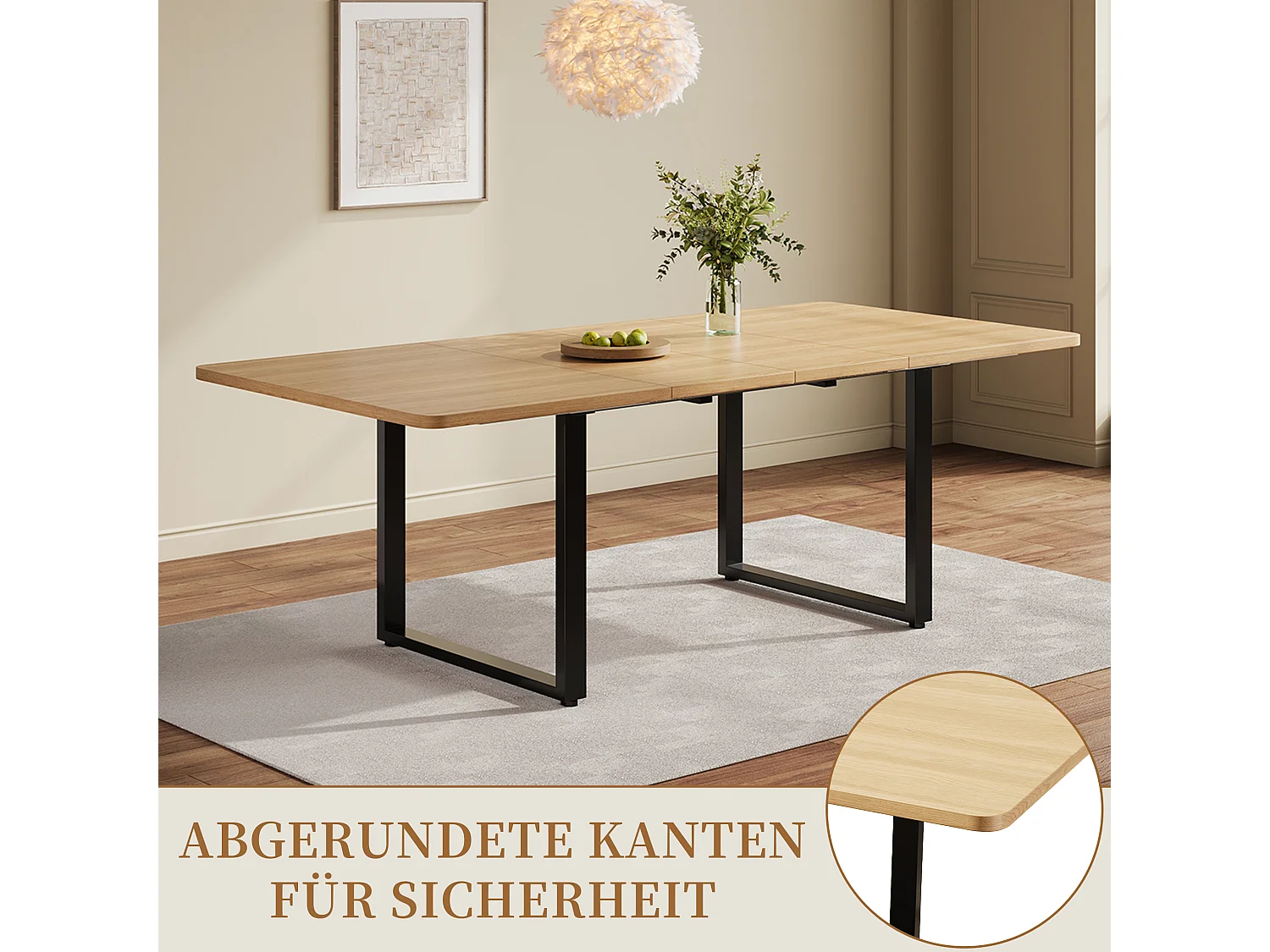 Table a manger extensible 140 a 220 cm avec pieds metal pour 6 a 10 personnes