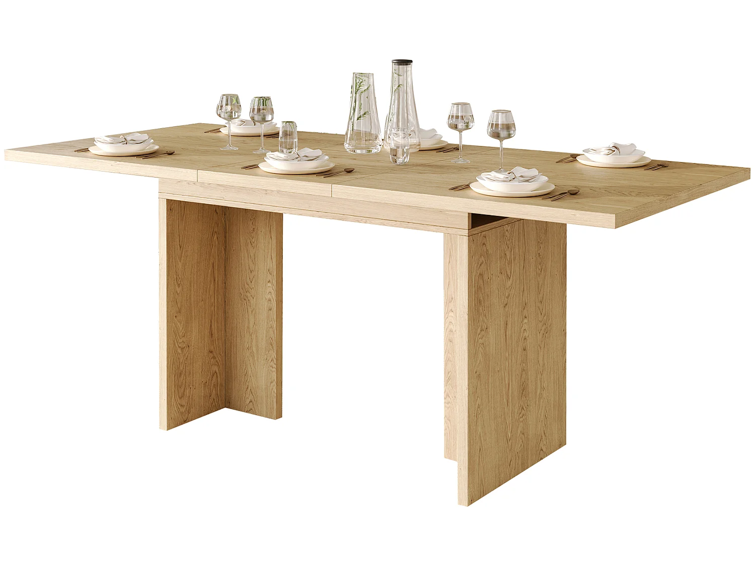 Table a manger extensible 140 a 180 cm avec rangement cache pour 6 a 8 personnes