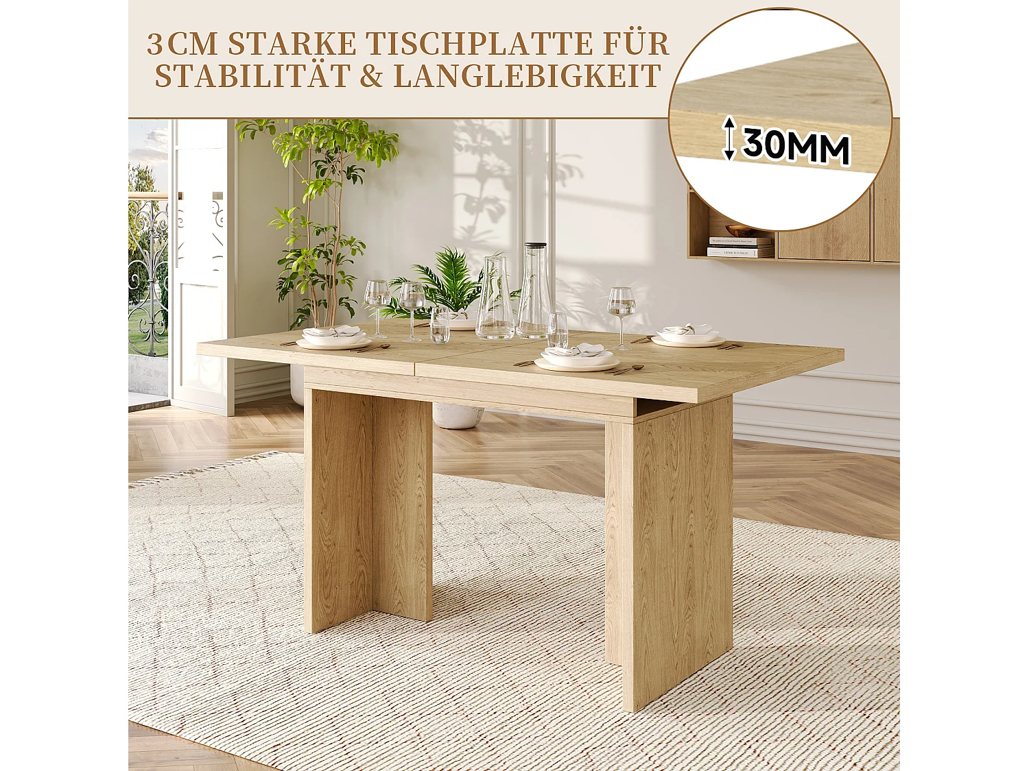 Table a manger extensible 140 a 180 cm avec rangement cache pour 6 a 8 personnes
