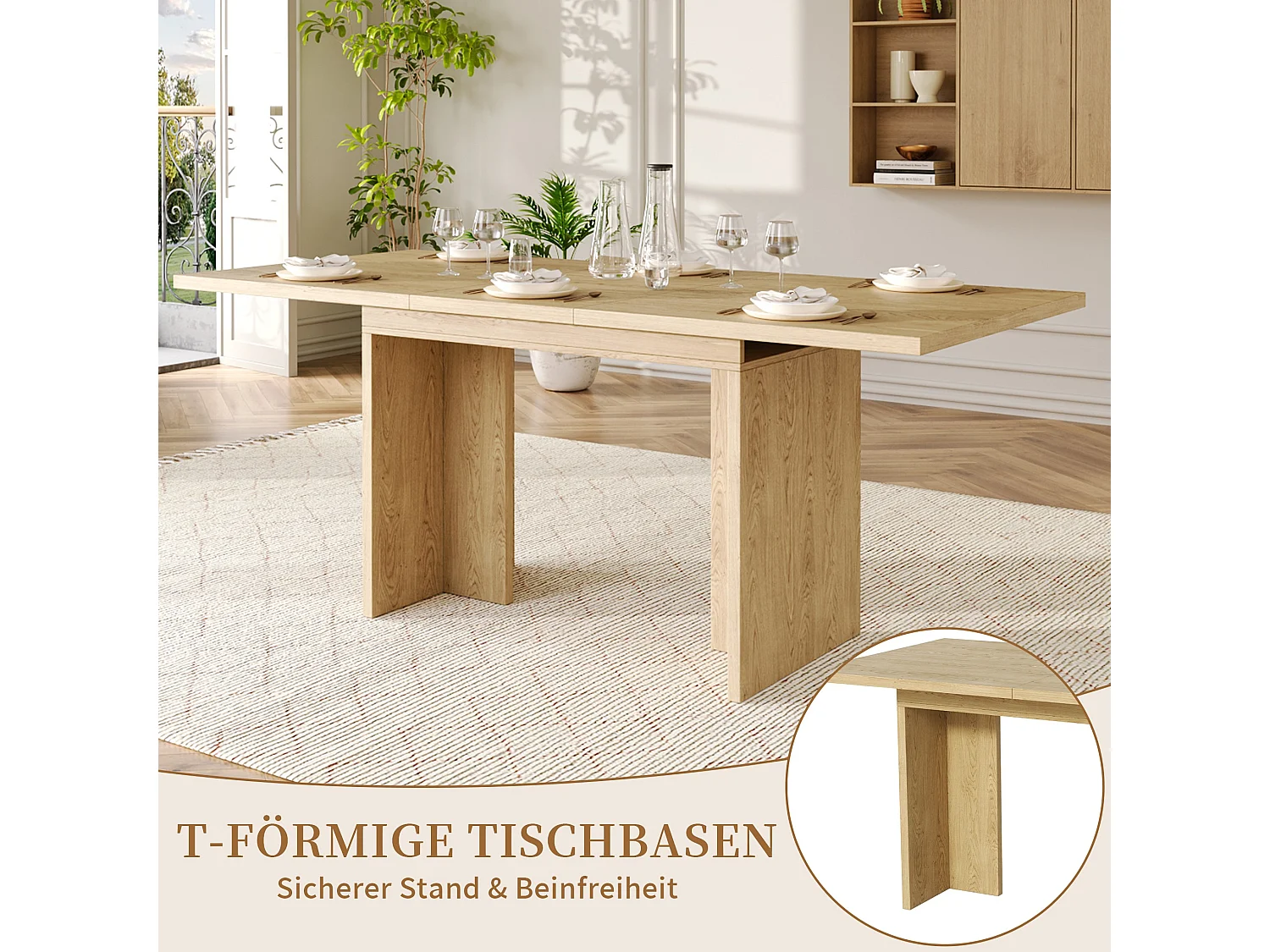 Table a manger extensible 140 a 180 cm avec rangement cache pour 6 a 8 personnes