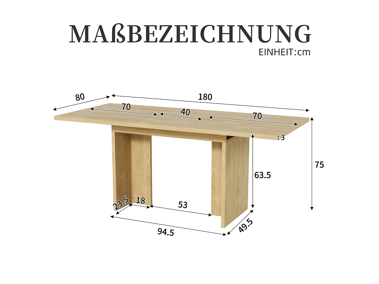 Table a manger extensible 140 a 180 cm avec rangement cache pour 6 a 8 personnes