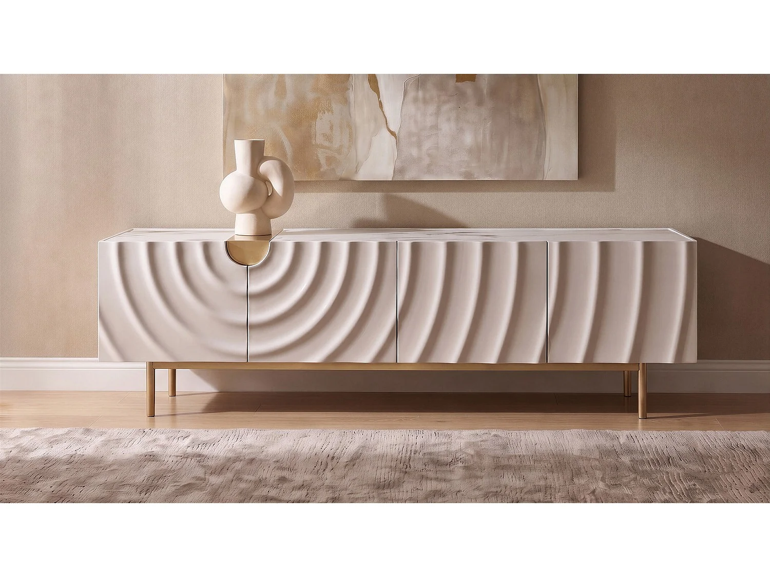 Mueble bajo - blanco Madera - FREEDA