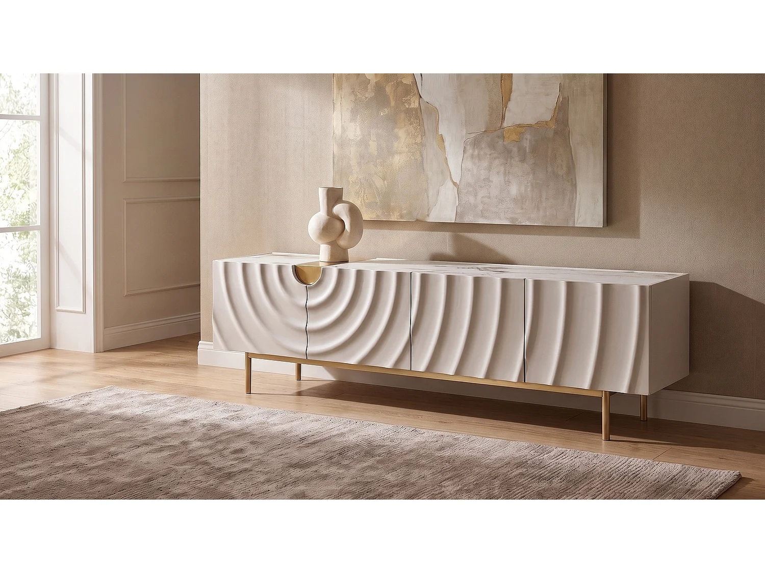 Mueble bajo - blanco Madera - FREEDA