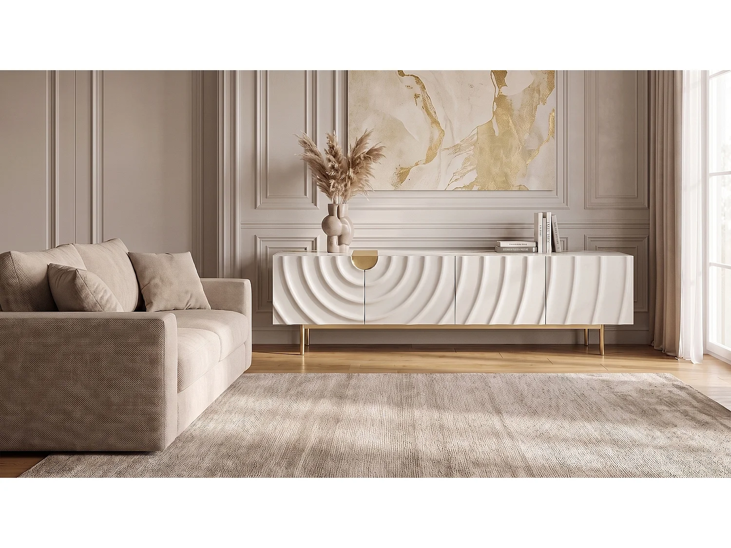 Mueble bajo - blanco Madera - FREEDA