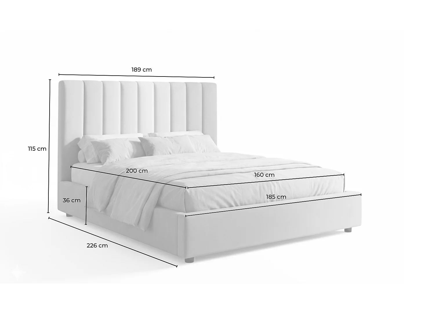 Cama tapizada - Gris terciopelo - CATTURA